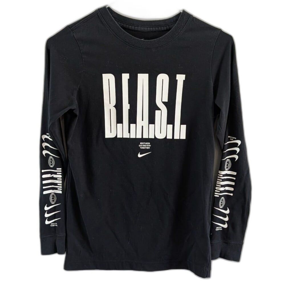 Nike Boys' Dri-FIT B.E.A.S.T. Graphic Long Sleeve T-Shirt Black Size Medium